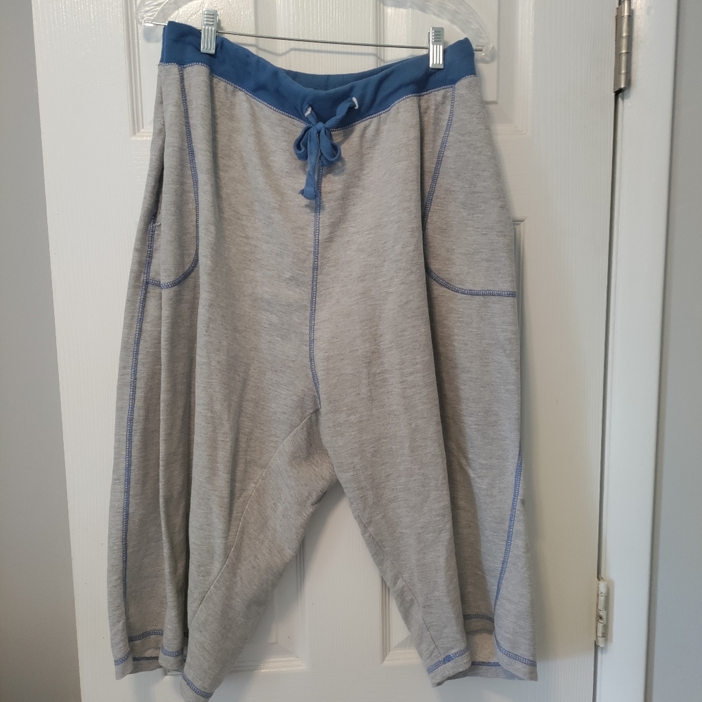 Beverly Rock Gray With Blue Top Stitching Capris Size: 4X